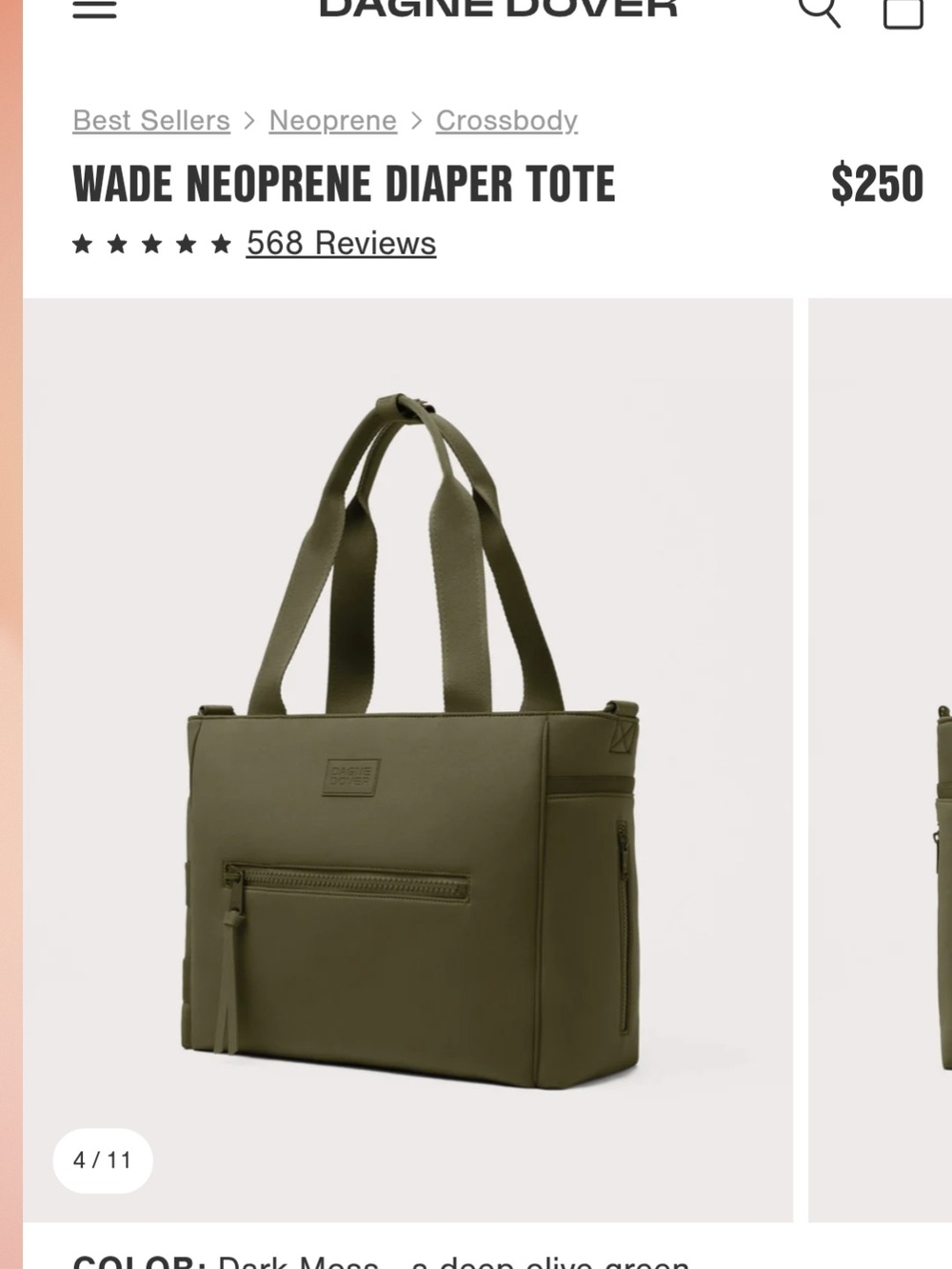Dagne Dover Wade Neoprene Tote in Dark Moss Olive